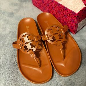 Tory Burch Tan Leather Thong Sandals